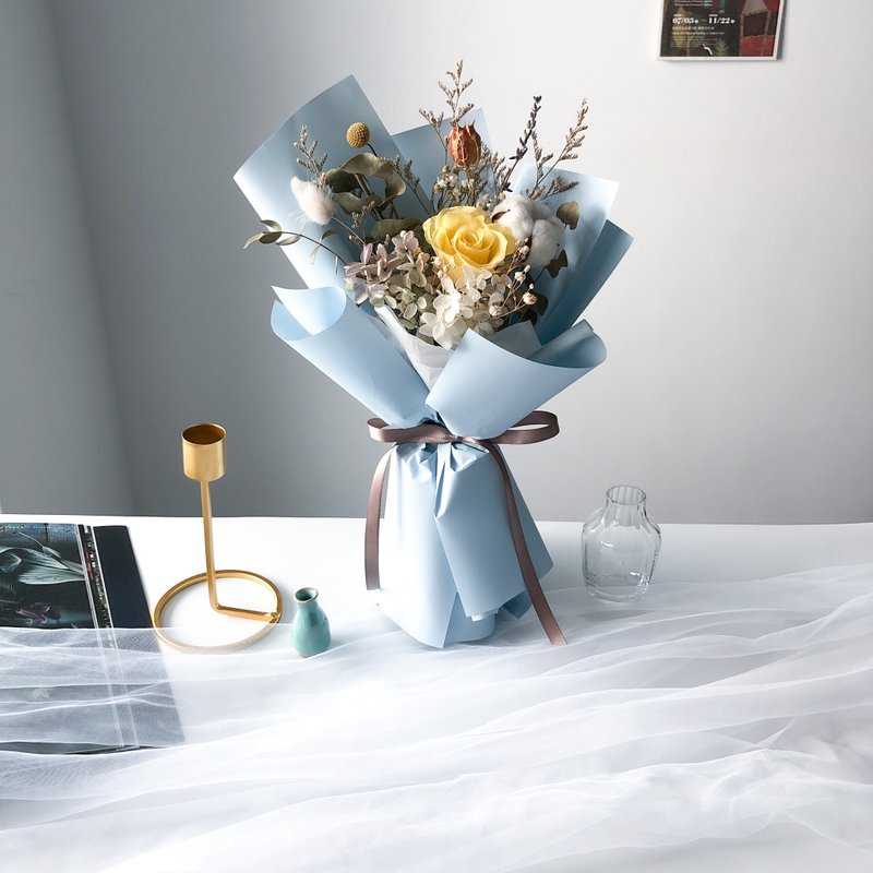 海蓝 花束 永生花束 干燥花束 生日花束 教师礼物 毕业花束 礼物 - 干燥花/捧花 - 植物．花 