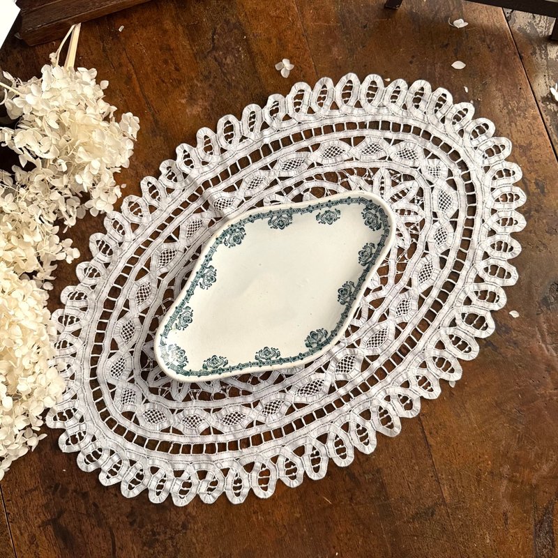 50381-稀有法国古董St. Amand ravier 前菜盘25x15cm - 盘子/餐盘/盘架 - 瓷 