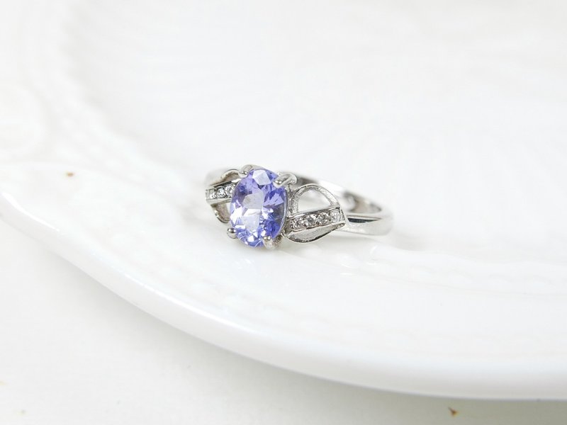 双心丹泉石戒_纯银 天然宝石 - 戒指 - 宝石 紫色