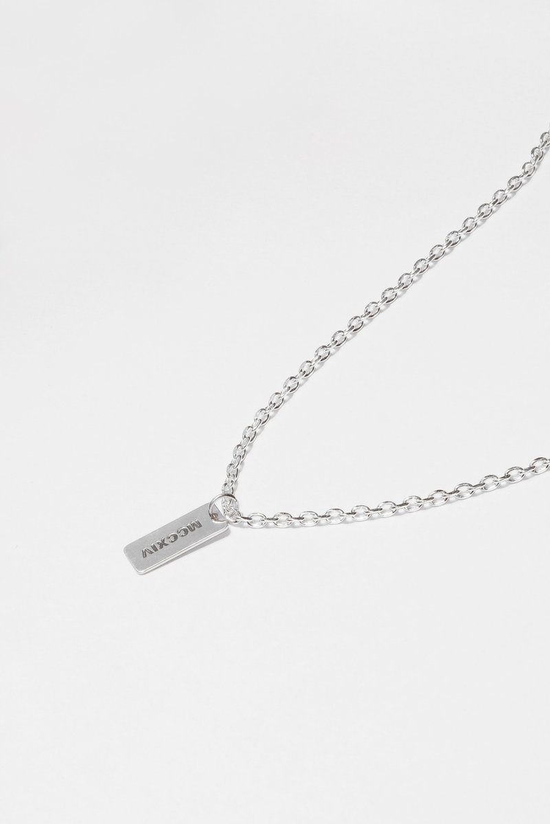 Name Tag Necklace 字母大片片项链 七夕 情人节 圣诞 交换礼物 - 项链 - 纯银 银色
