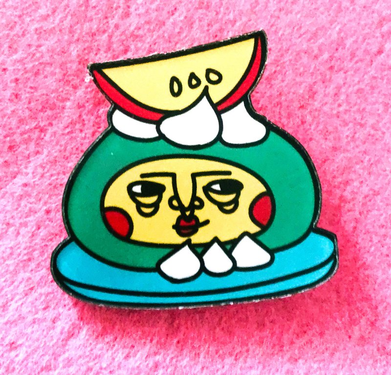 Isatisse眼袋女孩生果蛋糕别针 - 胸针 - 压克力 多色