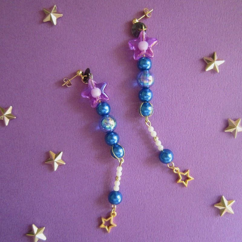 / Shooting Star - 耳环/耳夹 - 其他材质 蓝色