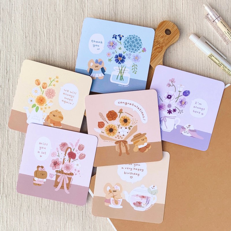 KILO插画心意卡 | 花语系列 (一套6张优惠组) - 卡片/明信片 - 纸 多色