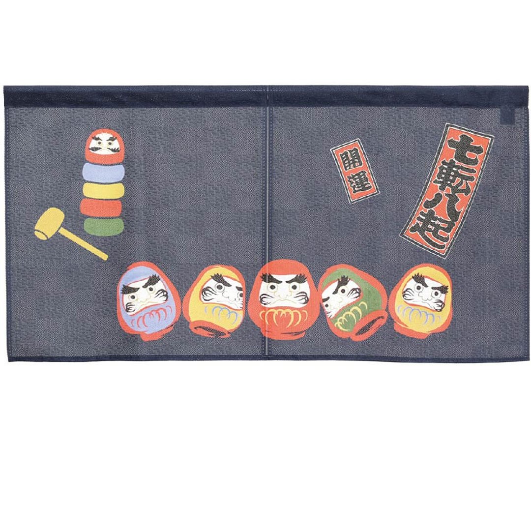 日本制コスモ短门帘达摩七福神-幸运蓝 - 门帘/门牌 - 其他人造纤维 