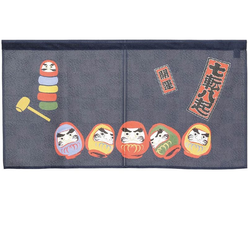 日本制コスモ短门帘达摩七福神-幸运蓝 - 门帘/门牌 - 其他人造纤维 