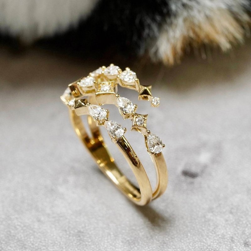 18K Forever Shining 满满水滴钻戒 - 戒指 - 贵金属 金色