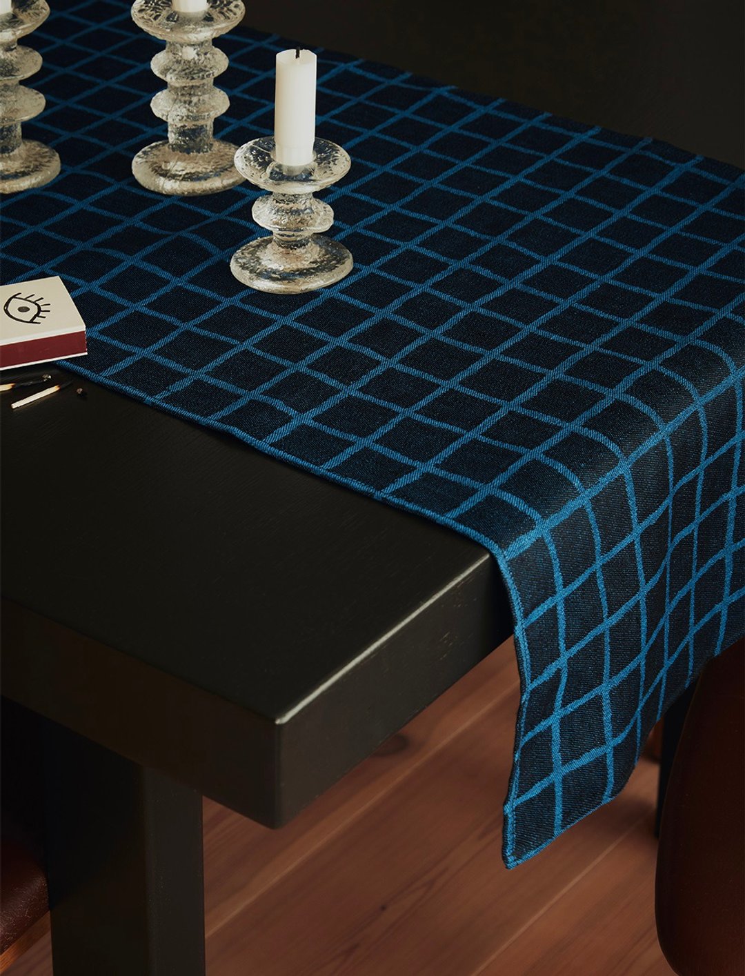 北欧设计–格子桌旗,黑蓝格 RUTIG  TABLE RUNNER,BLUE/BLACK - 餐垫/桌巾 - 亚麻 蓝色