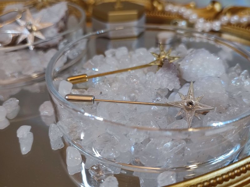 寄存星信|现货|925银星芒胸针|焊接系列 - 胸针 - 银 透明