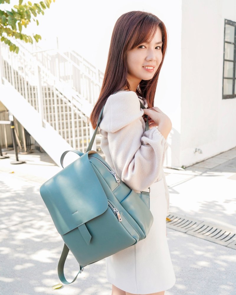 【换季特卖】Hakken韩版百搭简约牛皮背包 特大容量可放电脑A4 - 后背包/双肩包 - 真皮 咖啡色