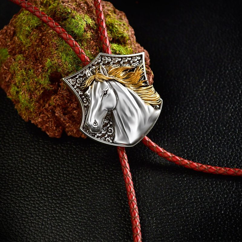 金马 真皮皮绳 保罗领带 Bolo Tie  皮绳领带 衬衫领绳 - 领带/领带夹 - 真皮 金色
