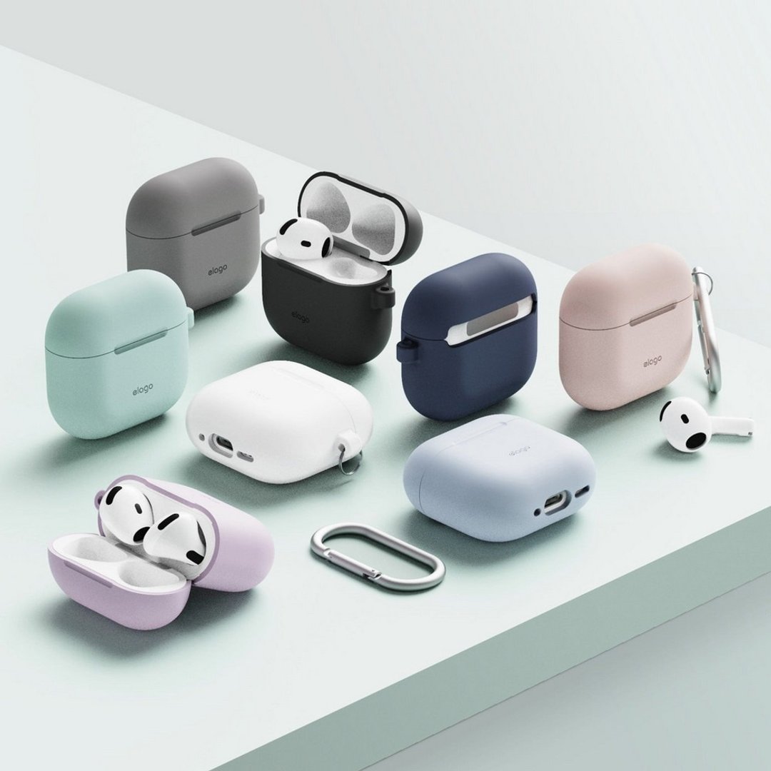 AirPods 4 抗震硅胶耳机壳 (附扣环) - 耳机收纳 - 硅胶 多色
