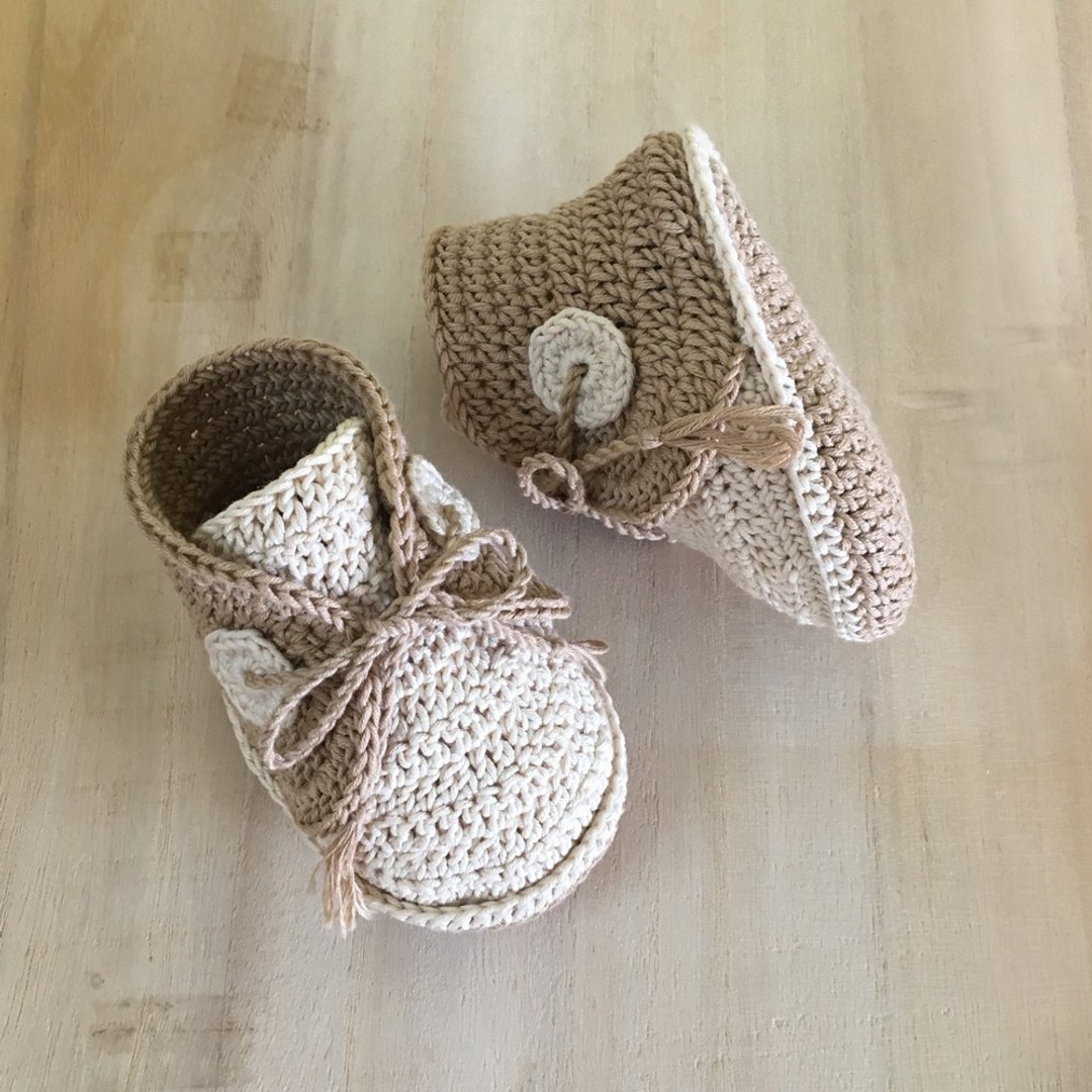 Baby Boat Shoes Baby Booties Crochet Baby Sneakers Crochet Baby Footwear - 童装鞋 - 棉 卡其色