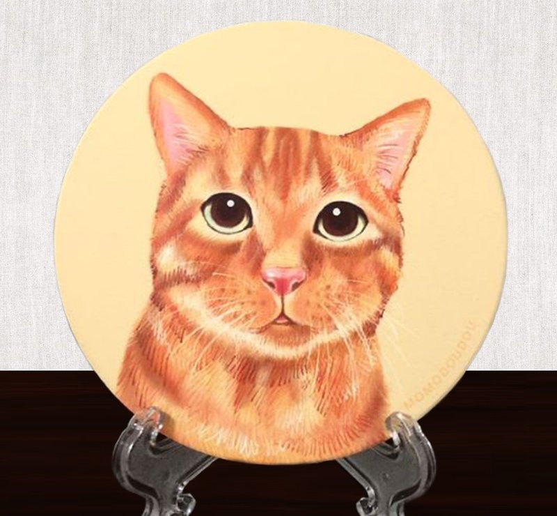 橘猫吸水杯垫 - 杯垫 - 陶 