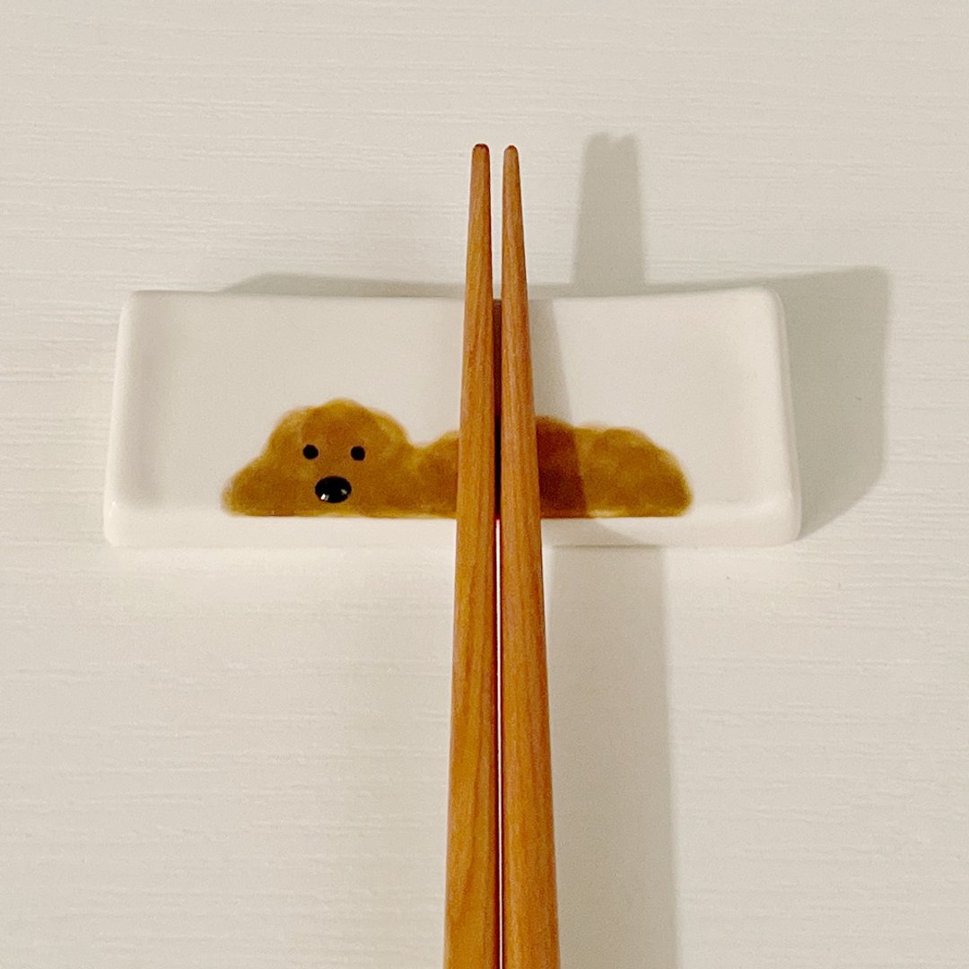 Hand-Painted Chopstick Holder (1EA) - 餐刀/叉/匙组合 - 陶 咖啡色