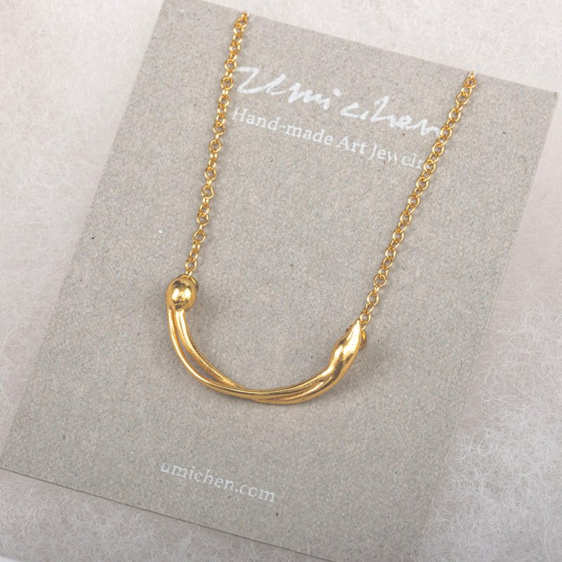 Seed of moon 月芽 弯月 金色 18K镀金 - 项链 - 纯银 卡其色