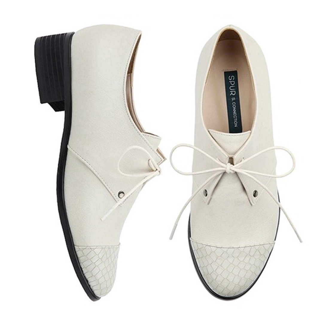 SPUR 绑带牛津鞋 HS8035 IVORY - 女款牛津鞋/乐福鞋 - 其他材质 白色