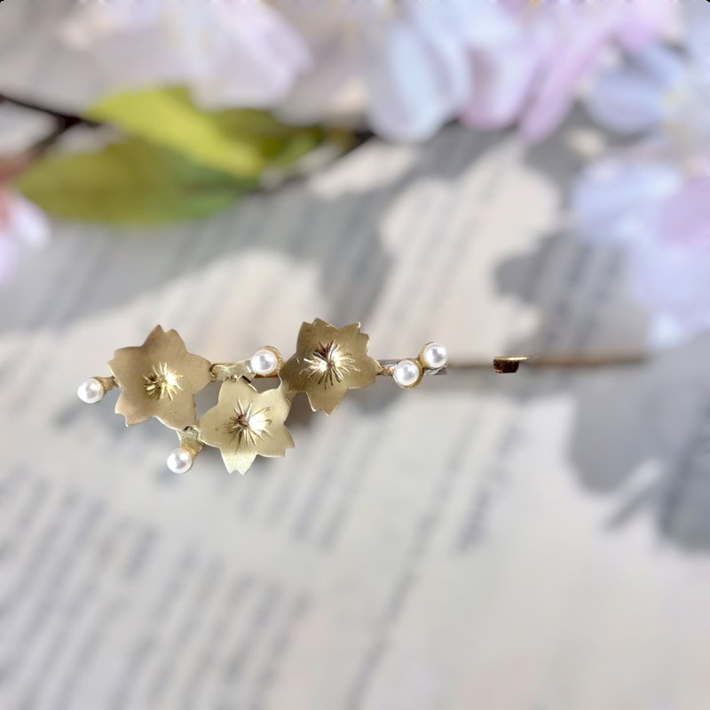 黄铜樱花盛开发簪 - 发饰 - 铜/黄铜 金色