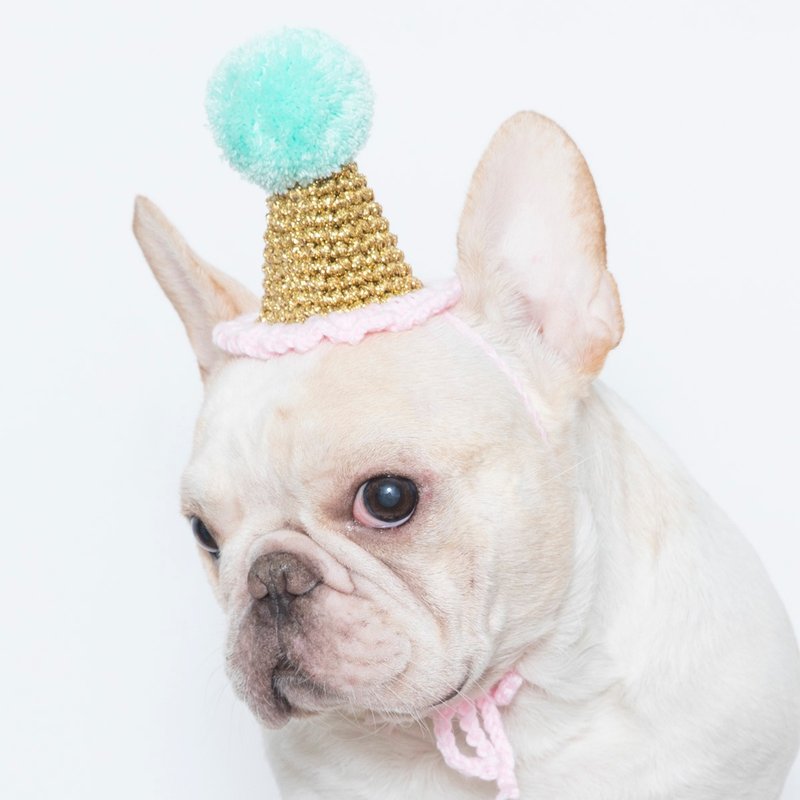 金光闪闪简约生日帽 – 薄荷绿+樱粉 - 衣/帽 - 聚酯纤维 金色