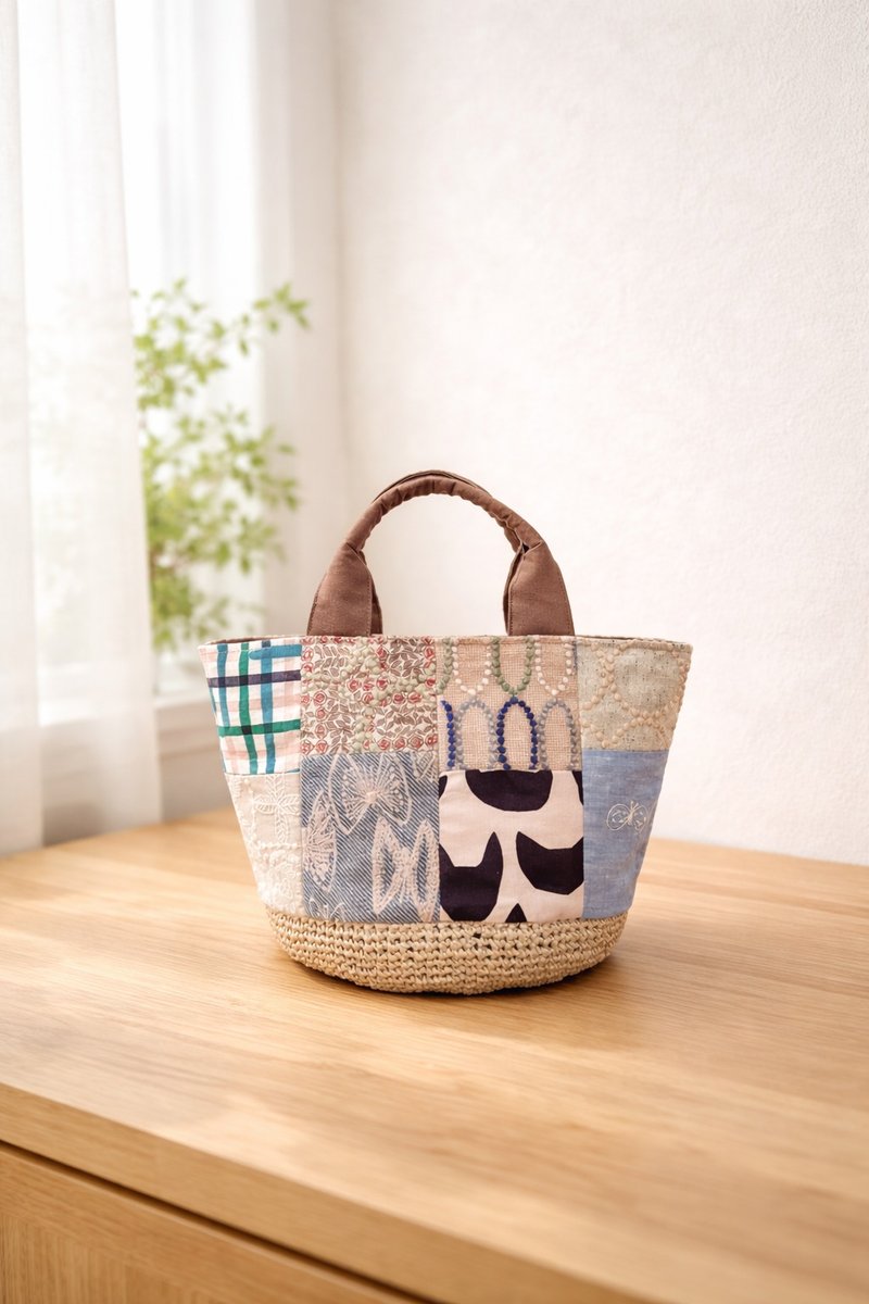 minä perhonen 拼接 桶状托特包 自然系 成熟可爱 大容量 托特包 - 手提包/手提袋 - 棉．麻 多色