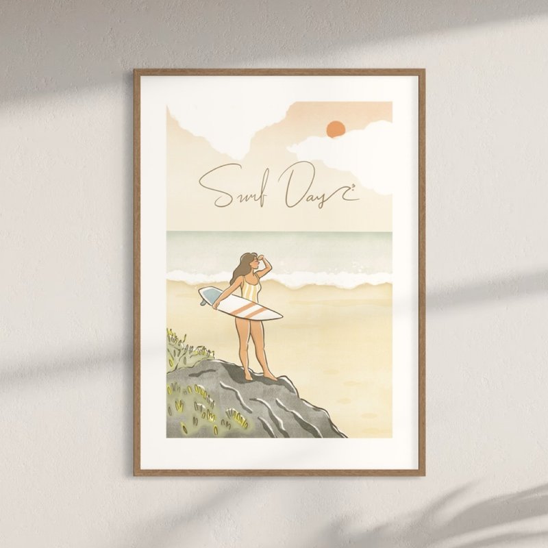 Surf Day 印刷画作 墙壁装饰 - 海报/装饰画/版画 - 纸 白色