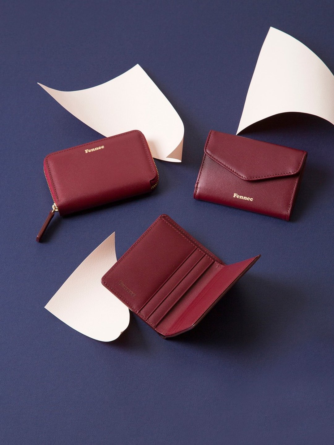 FENNEC COMPACT WALLET- 砖块红 / SMOKE RED - 皮夹/钱包 - 真皮 红色