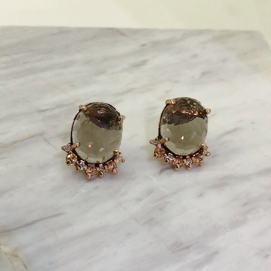 Stone earrings - 耳环/耳夹 - 其他金属 粉红色