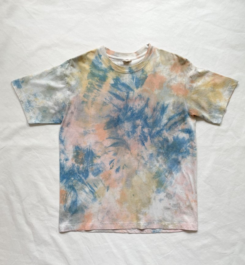Coloring Organic cotton TEE 蓝染 泥染 染色 Indigo Mud dyed shibori 绞染 - 女装 T 恤 - 棉．麻 粉红色
