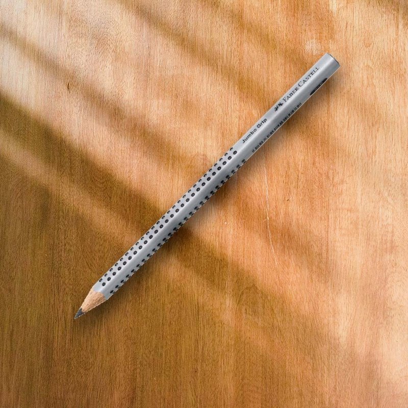 Faber-Castell JUMBO学龄孩童专用大三角粗芯铅笔010mm 灰一盒 - 铅笔/自动铅笔 - 木头 灰色