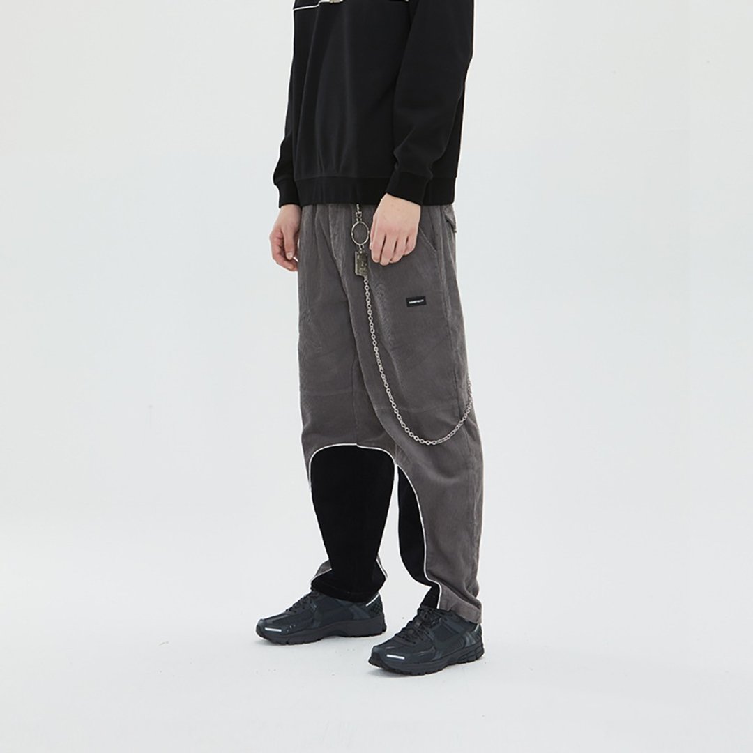 SIDEEFFECT AW19 TROUSERS 宽松拼接灰色复古灯芯绒长裤休闲裤 - 男士长裤 - 棉 灰色
