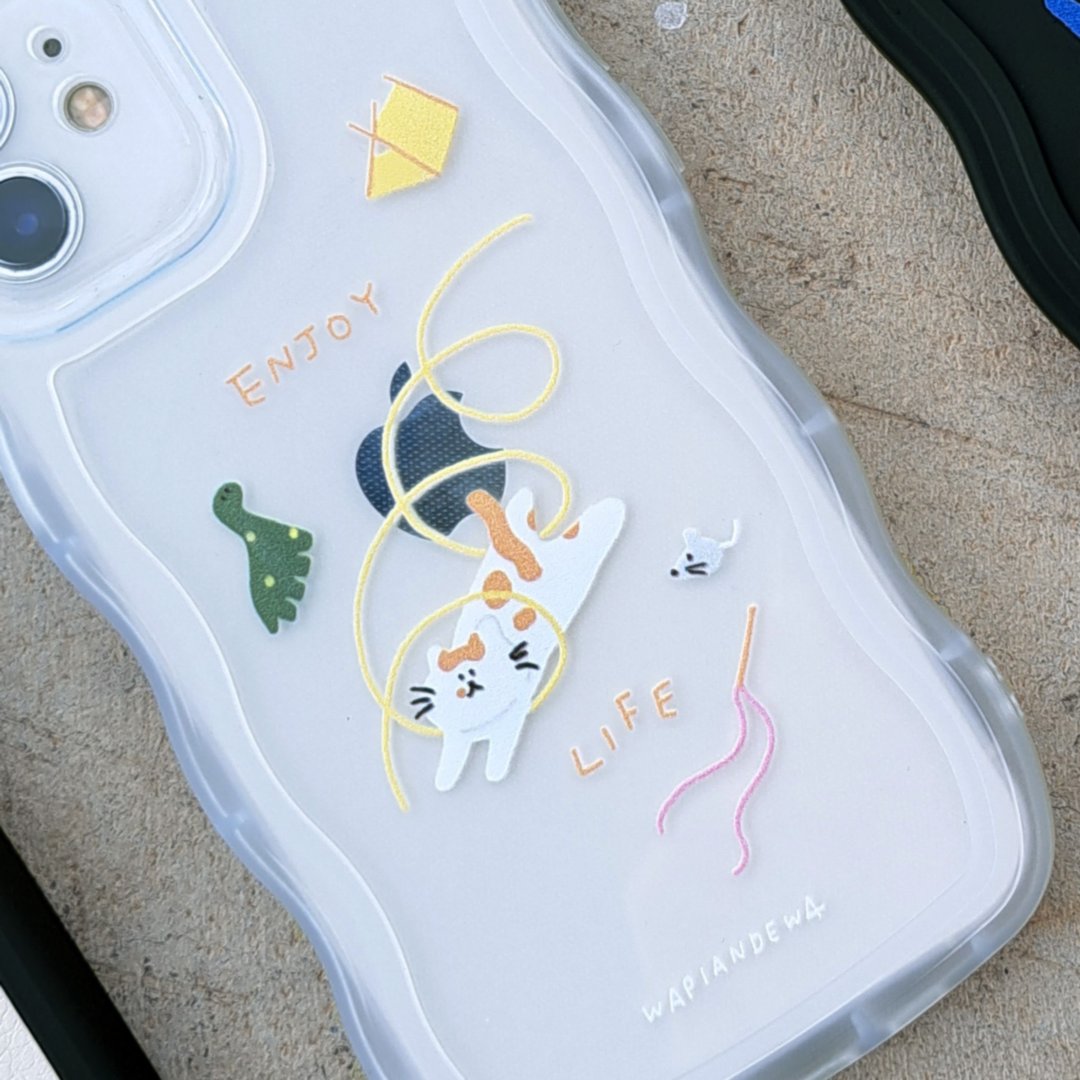 Enjoy Life 猫猫波浪边手机壳 - iphone手机壳 - 手机壳/手机套 - 塑料 透明