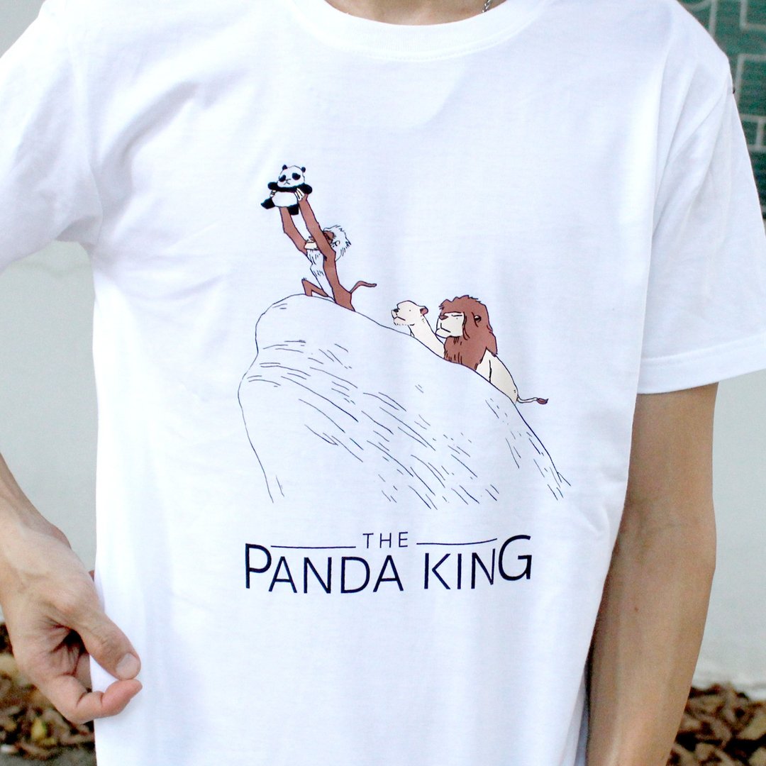 T-shirt Scream Panda - 男装上衣/T 恤 - 棉．麻 白色