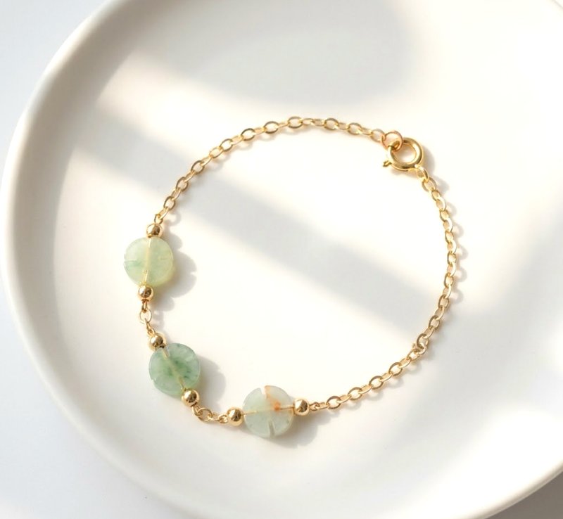 【似玉如花】冰种多彩花手链14K包金 | 天然缅甸玉翡翠A货 | 送礼 - 手链/手环 - 玉石 多色