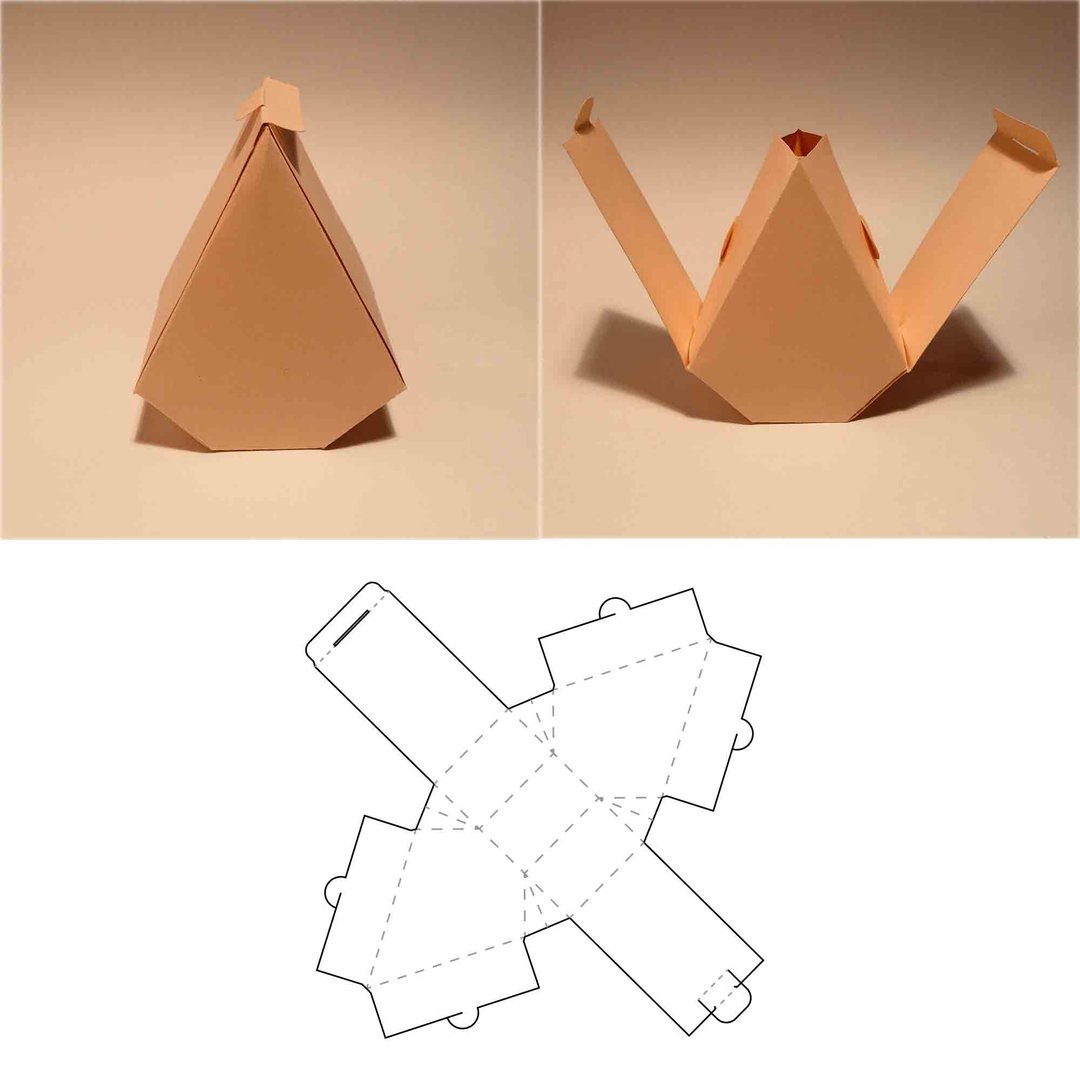 Cone box template, flower box, pyramid box, sandwich box, gift box, 8.5x11, A4 - 图文模板设计 - 其他材质 