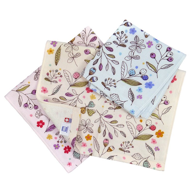 日本丸真│今治纱布纯棉花卉3件组 米洗脸巾x1+米毛巾x1+粉浴巾x1 - 毛巾浴巾 - 棉．麻 多色