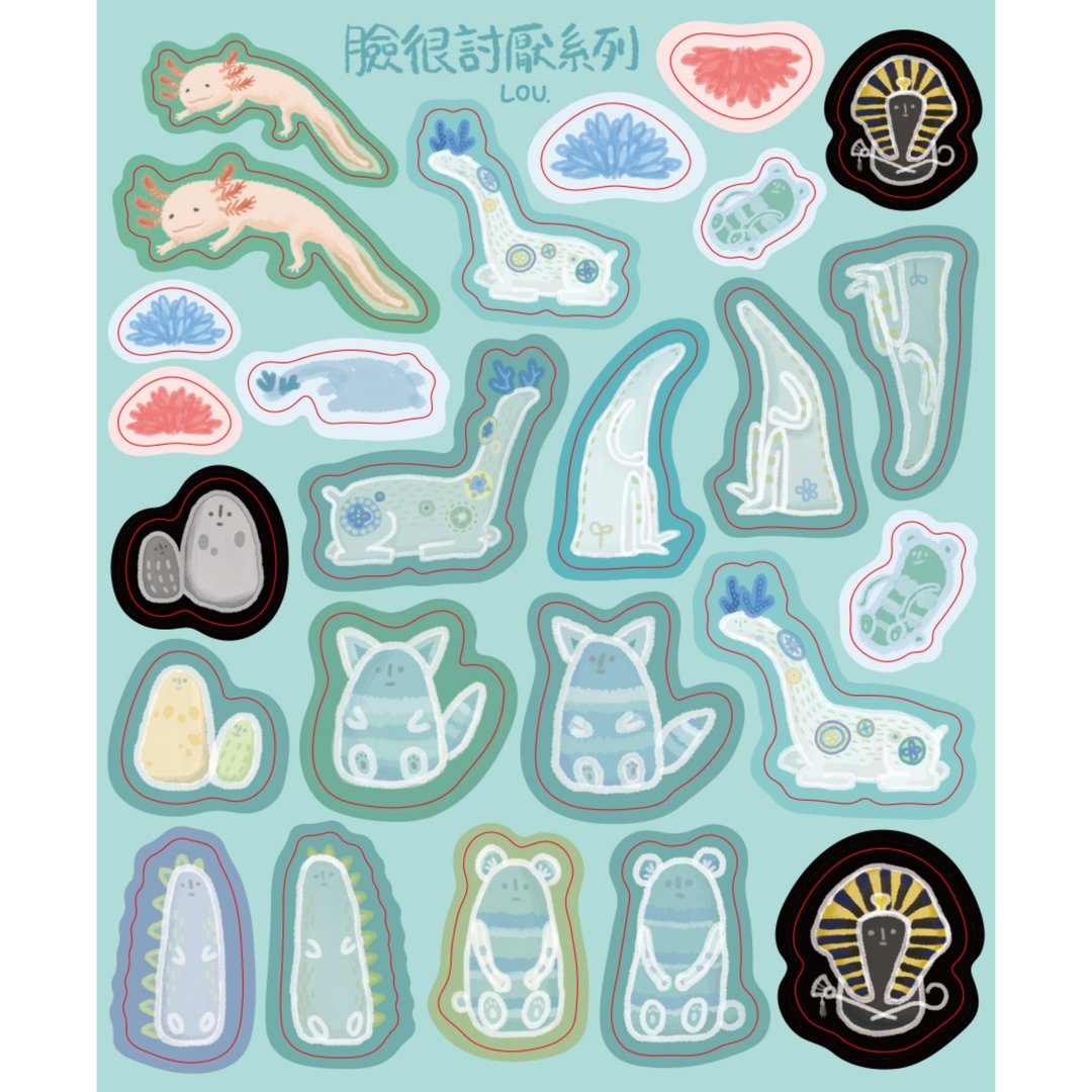 【防水贴纸 LOU】脸很讨厌系列 - 贴纸 - 塑料 白色