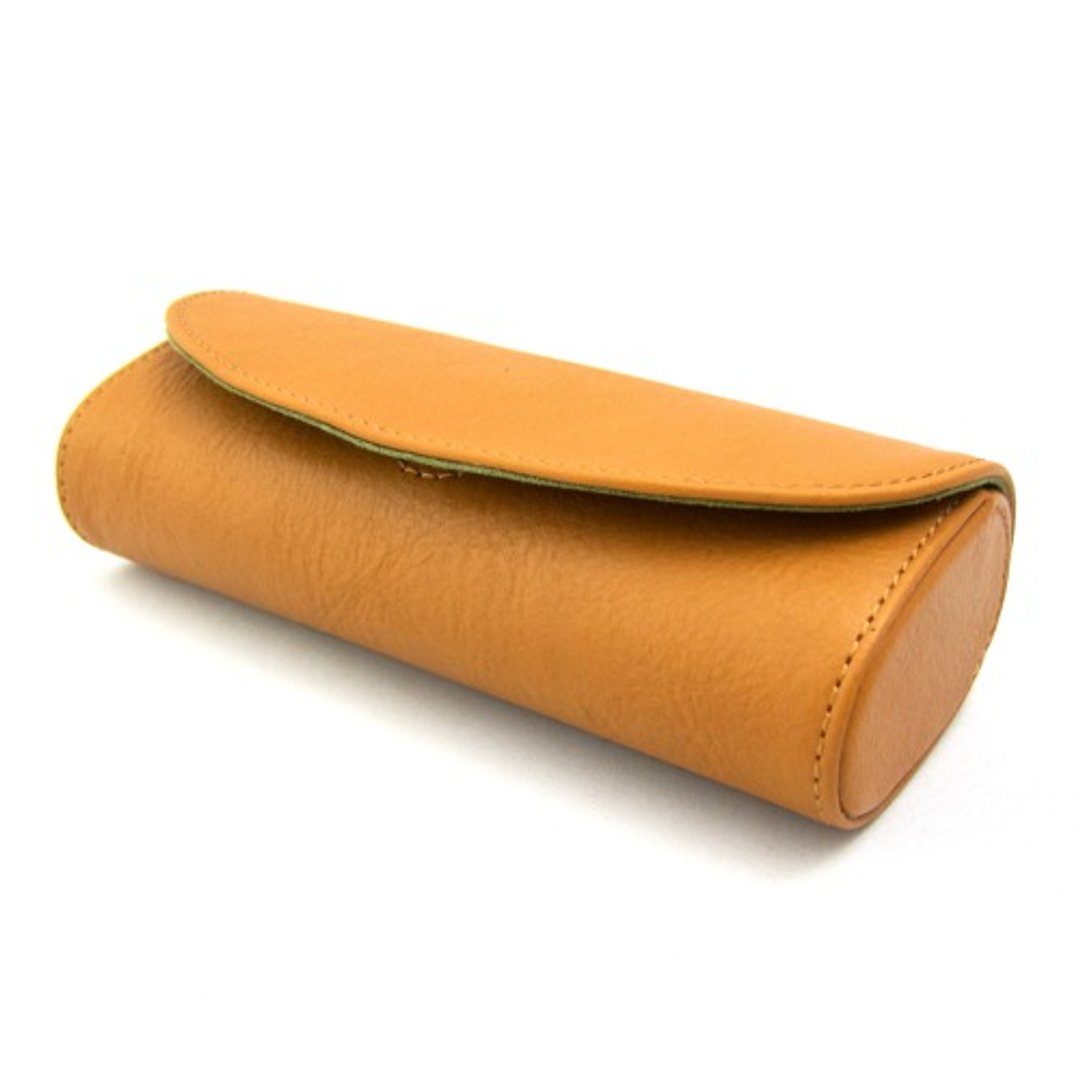 Hard and durable glasses case, glasses case, sunglasses, reading glasses, hard case, horizontal type, magnetic closure, fashionable, genuine leather, Italian vachetta leather - 眼镜盒/眼镜布 - 真皮 咖啡色