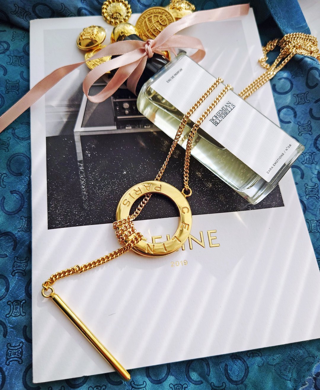 中古美品 CELINE 大金环 腰链毛衣链长链颈链项链 钥匙扣挂件挂饰 - 项链 - 其他金属 金色