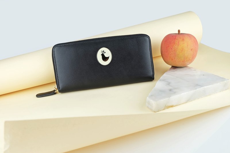 " BLACK " Zip Around Long Wallet / Cow Leather 錢包- 皮革-財布 - 皮夹/钱包 - 真皮 黑色