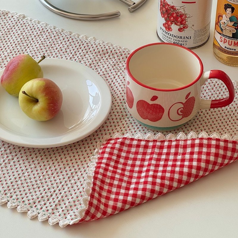 红色格纹桌垫 - 餐垫/桌巾 - 棉．麻 红色