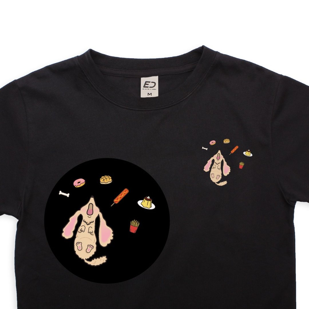 订购-【跳跳狗】我都要吃  短T/女上衣/男T恤/T-Shirt - 女装 T 恤 - 棉 黑色