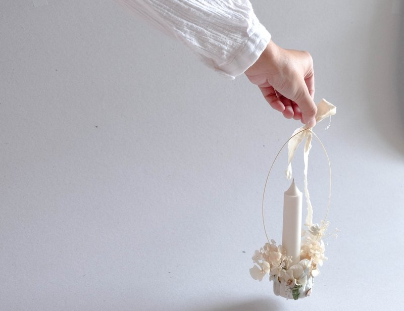 烛光【花语】手作蜡烛 香氛蜡烛 干燥花烛台 蜡烛 1组 - 蜡烛/烛台 - 蜡 