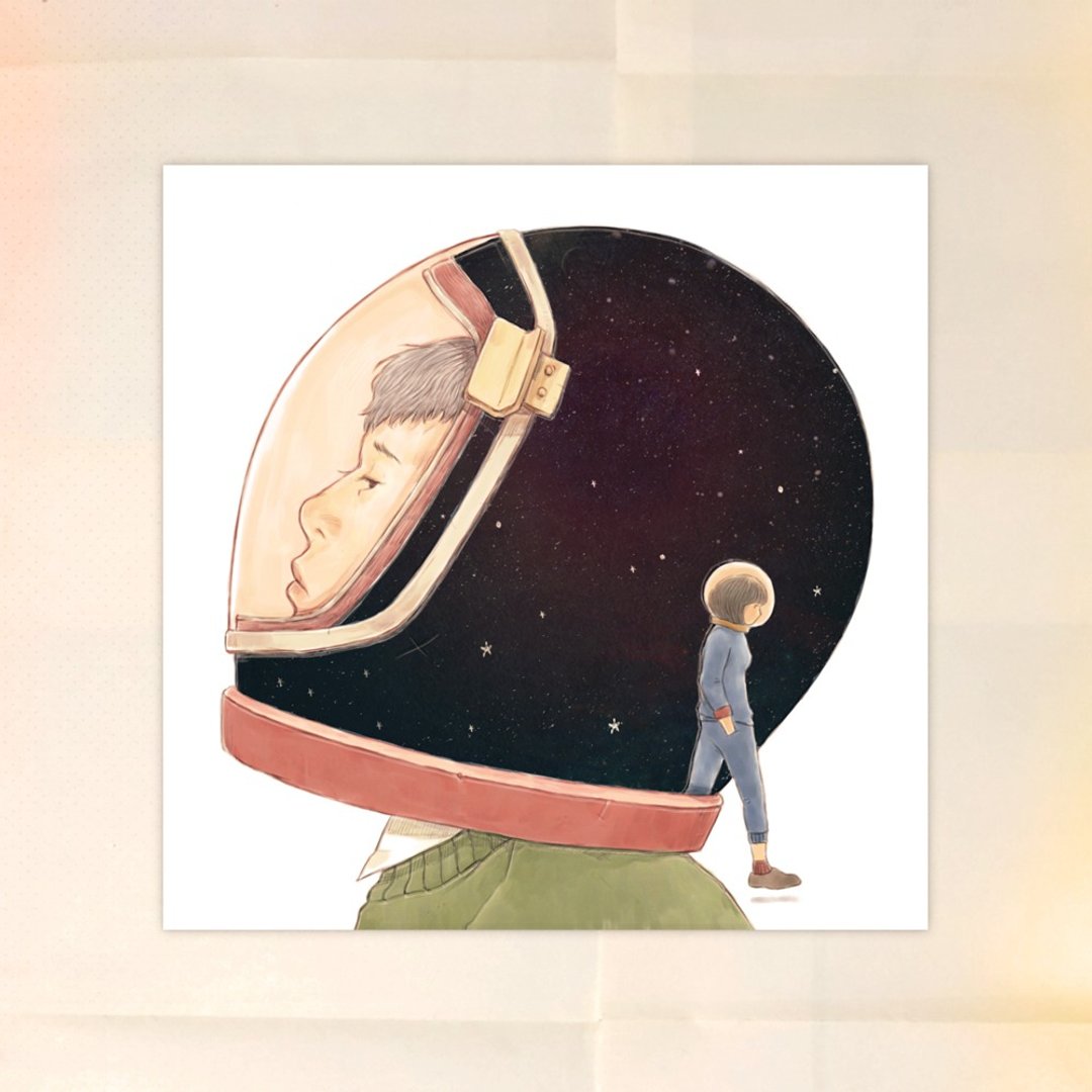 宇宙插画明信片-这个宇宙不大也不小 - 卡片/明信片 - 纸 黑色