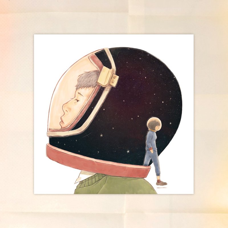 宇宙插画明信片-这个宇宙不大也不小 - 卡片/明信片 - 纸 黑色