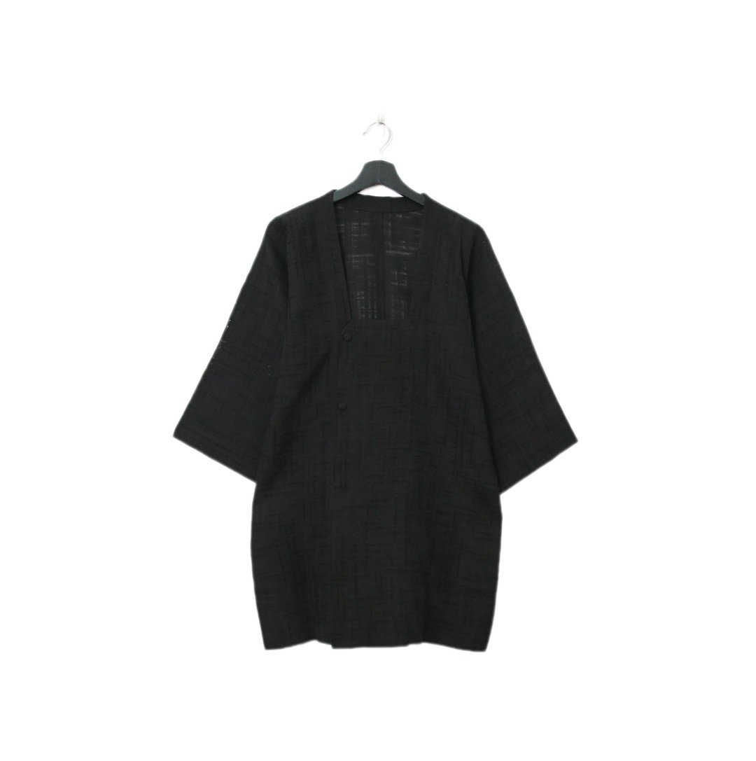 Back to Green-日本透肤羽织  道行 格纹 tf-27/vintage kimono - 女装休闲/机能外套 - 棉 