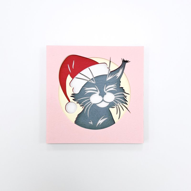 【圣诞阿喵】立体纸雕材料包 - 木工/竹艺/纸艺 - 纸 粉红色