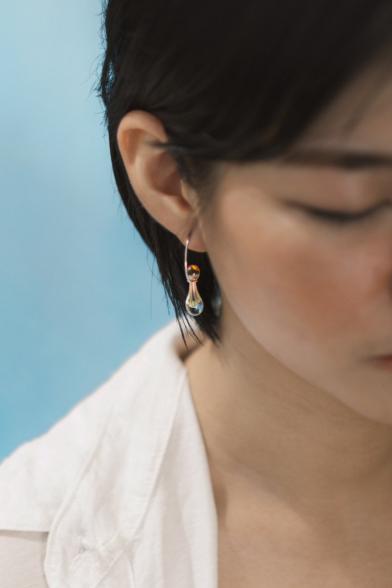 01 whiskey  / exotic collection /  Earring craft jewelry - 耳环/耳夹 - 玻璃 咖啡色