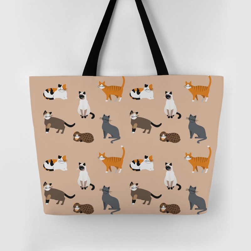 喵袋｜肩背购物袋 - 侧背包/斜挎包 - 聚酯纤维 橘色