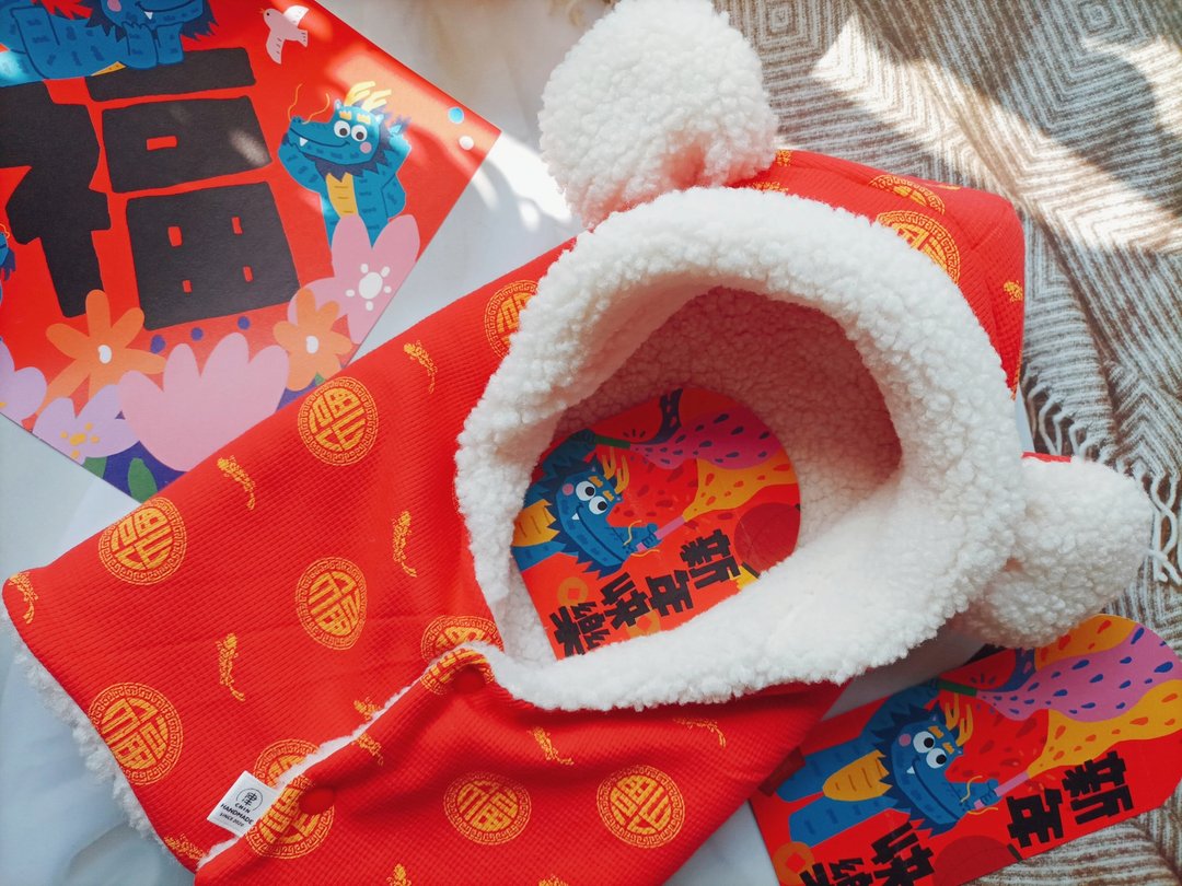 津Handmade 新年暖暖帽/熊耳帽 - 帽子 - 棉 