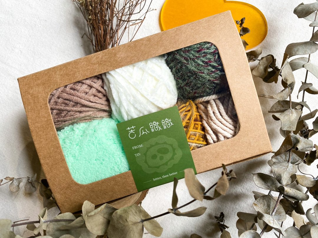 嫩绿春意  DIY材料 多样材质 毛线6入组合礼盒 / 混线 麻线 - 编织/刺绣/羊毛毡/裁缝 - 棉 多色