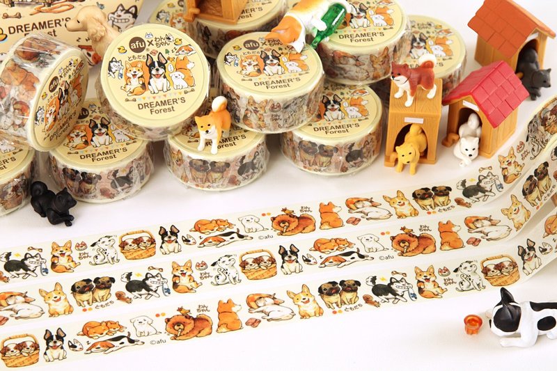 afu插画纸胶带-毛宝贝的一百种生活 | 日本和纸胶带 |  日本制 - 纸胶带 - 纸 黄色